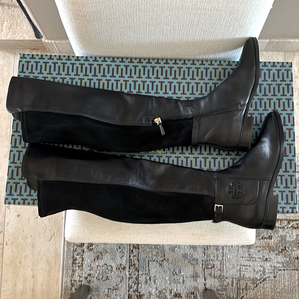 Tory Burch Wyatt Over The Knee Boot. Black. Size 8. NWT and all packaging.